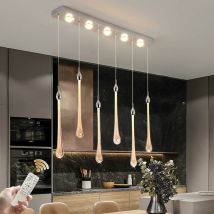 Suspension led, Lustre en 6 Verre Goutte d'Eau Créatif, Plafonnier led Moderne Dimmable en Doré pour Chambre Salle à Manger Cuisine Salon - Ganeed