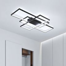 Ganeed - Lámpara de Techo led, Plafon led de Techo Moderna de 75W, Luzde Techo led Negra Acrílica de Aluminio de 3 Cuadrados, Montaje Empotrado para
