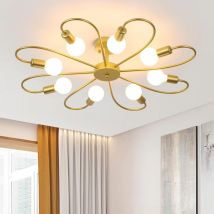 Luminaire De Plafond Moderne à 8 Ampoules Spoutnik Plafonnier Industriel, Lustres En Or Semi-EncastréS E27 Pour Salon, Cuisine De Ferme (Ampoule Non