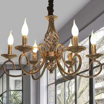 Lustres rustiques à 6 lumières, lustre vintage de pays français, lustre en métal dans le bronze antique, luminaire suspendu pour cuisine d'île ferme