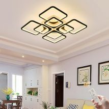 Ganeed Modern Ceiling Light Fixture, Dimmable LED Flush Mount Ceiling Chandelier Lighting with Remote, 8-Rectangle Acrylic Ceiling Lamp Fixture for
