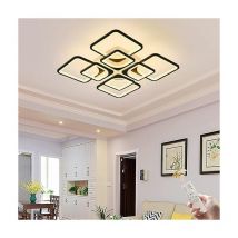 Ganeed moderna lámpara de araña LED regulable, empotrada, luces de techo de forma cuadrada, luz de techo de metal acrílico negro para sala de estar,