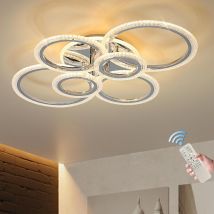 Moderne Deckenleuchte 76w Dimmbare Unterputz-led-deckenleuchte 6 Ringe Acryl-deckenleuchter Für Wohnzimmer, Esszimmer, Schlafzimmer, Chrom - Ganeed