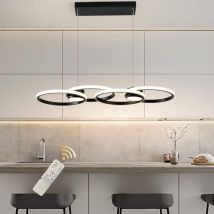 Ganeed - Moderne Led Pendelleuchte 4 Ringe Dimmbar Led Kronleuchter Leuchte Mit Fernbedienung Verstellbarer Hängeleuchter Für Esszimmer Wohnzimmer 