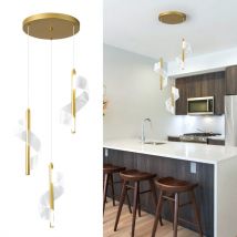 Ganeed - Pendant Lights Kitchen Island 3-Light, 6000K Modern Kitchen Island Lights Ceiling Lighting Fixtures with Crystal Bubble, Integrated led Cold