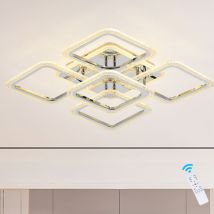 Ganeed - led Plafonnier 100W Moderne Proche du Plafonnier Dimmable 5 Carré Lustre de Plafond pour Salon Chambre, Chrome