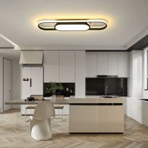 Ganeed Plafonnier Dimmable, Plafonnier Moderne, Plafonnier LED Acrylique Linéaire, Plafonnier Télécommande, Plafonnier pour Salon, Cuisine, Salle à