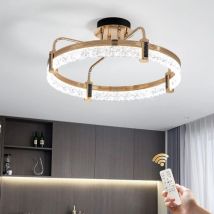 Plafonnier Modern Gold, lustre led 50W Dimmable avec acrylique en forme de cristal, 1 anneau de suspensions pour salle à manger Salon (diamètre 19,68
