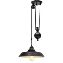 Ganeed - Pully Lámpara colgante, iluminación de polea industrial de altura ajustable, lámpara colgante de techo rústica Lámpara Edison Island para