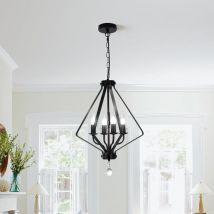 Kitchen Island Pendant Light 45 cm Industrial Modern Lighting with Adjustable Chain 120 cm Black 4 Lights - Ganeed