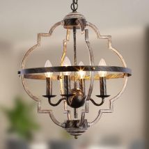 Ganeed - Vintage Kronleuchter 4-flammige Pendelleuchte mit verstellbarer Höhe Rusitc Metall Hängelampe Retro Kronleuchter für Wohnzimmer,
