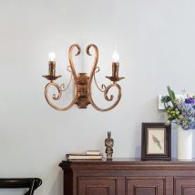 Ganeed Wall Light Bedside Sconce Lamp Antique Metal E14 Bronze 2 Lights