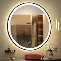 Miroir à capteur led, Miroir de courtoisie à Induction avec Bluetooth, éclairage à intensité Variable, étanche IP44 + Vertical et Horizontal pour