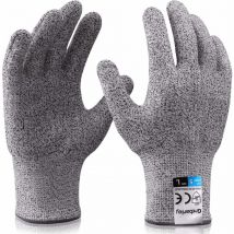 Gant Anti Coupure,Gants Cuisine,Gants Butcher Sécurité Niveau 5 Protection,Gants Anti Coupure Sécurité pour Cuisine/Extérieur/Explore,Gris 1 Paire (L)