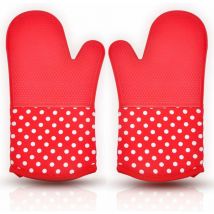 Gant Cuisine Anti Chaleur, Maniques Silicone Gant Four Antidérapant Coton Gant Cuisson Isolant Thermique Mitaine Four pour Cuisine Pizza Barbecue