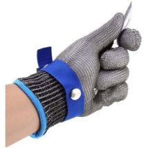 Gant de Boucher en Cotte de Maille Acier inoxydable résistant Coupe Bleu Haute Performance Niveau 5 Protection xl Trimec