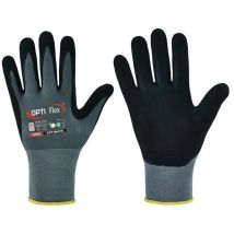 Gant Optimate Taille 8 Gris/Noir – Gants de manutention – 97% Polyamide, 3% Élasthanne – Normes EN 420, EN 388 – OPTI FLEX