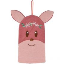 Gant de toilette marionnette faon Rose 20.5x21 cm