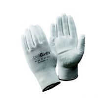 Gant en tricot avec polyuréthane à tricot fin, blanc, Taille : 8 (par 10)