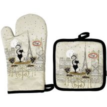 Gant et manique en coton Chat terrasse parisienne