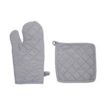 Gant & Manique de Cuisine "Coton" 33cm Gris Clair