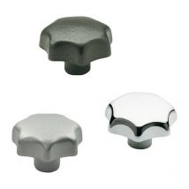 Empuñadura en estrella din 6336 con casquillo roscado Ku.d1 63mm d2 m 12mm (Por 10)