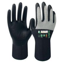 Gants 3030 polyamide carbon/nitrile Jauge 15 Dextérité grip noir/blanc taille 9- sachet de 12 paires Xcellent
