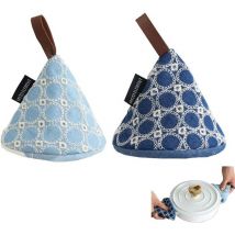Gants anti-chaleur, Capuchon de poignée de pot triangulaire anti-brûlure 2 pièces, couvercle de pot en tissu