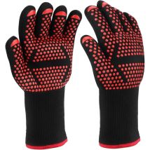 Gants de Barbecue, 1 Paire - Gants de Four Anti-Chaleur Jusqu'à 800°C, Gants de Cuisine Résistant à la Chaleur et Antidérapants Gants Maniques