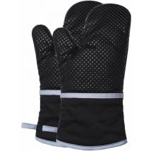 Gants de four et coussinets isolants Gants de four résistants à la chaleur, gants de cuisine, cuisson au micro-ondes, (paire) (noir)
