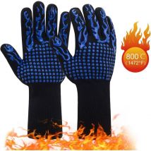 Gants de gril résistants à la chaleur 1 paire de gants de four en silicone antidérapants jusqu'à 800°C,, taille des gants 32cm, gants universels pour
