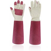 Gants de jardinage d'élagage de roses pour hommes et femmes, gants longs anti-épines, cuir de porc - respirant et durable (grand)