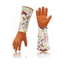 Gants de jardinage en cuir Rose pour femmes Gants professionnels étendus Élagage de jardin (Rouge) Gants de jardinage