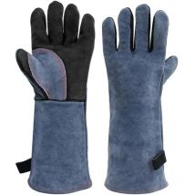 Gants de soudage en cuir résistants à la chaleur longs, souples et durables Gants de protection robustes et ignifuges pour le bbq, la cheminée et le