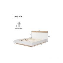 Lit double en bois Lit suspendu avec tête de lit en cadre de lit & sommier à lattes-205x164x90.5 cm(P/L/H) Set en chêne Sonoma/blanc(sans matelas)