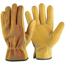 Gants de Travail en Cuir de Vache,pour Chauffeurs, Bricolage ,Jardinage, Stockage, Travaux Agricoles, Multifonctions (l, Jaune)