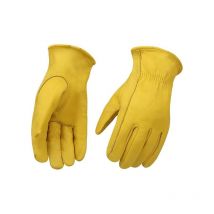 Gants de travail en cuir de vachette pour conduite/jardin/coupe/construction/ferme/moto homme et femme (taille m)