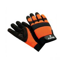 Gants de travail et de protection pro Fuxtec avec velcro, en polyester et cuir