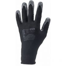 Gants Manutention polyester noir paume enduite nitrile gris Taille 9