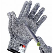 Gants de Travail résistants aux coupures Niveau 5 Gants de sécurité pour Homme Gants Anti-coupures pour Cuisine Boucher Travail extérieur (l)
