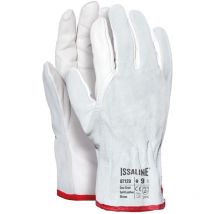 Gants en cuir pleine fleur blanc Industrial Starter 07129 avec dos fendu - 8 (M) - Blanche