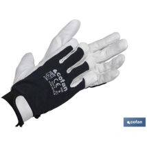 Gant en cuir de vache blister, dos en tissu et velcro taille 9