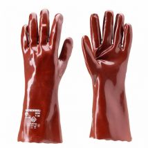 Gants enduit pvc rouge 35cm - Taille: 8