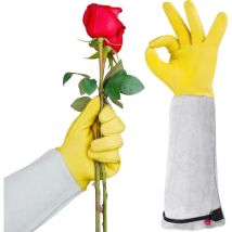 Gants de jardinage pour femmes et hommes, gants anti-épines cuir durable pour la taille, avec manchettes réglables, gants de jardinage confortables