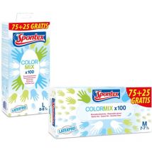 Gants jetables Color Mix 100 pièces - Taille:7 - Spontex