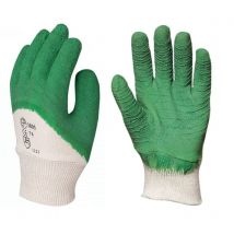 Gants de travail Eurotechnique enduit latex crêpe blanc vert T10 coverguard 3805