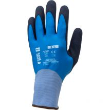 Lot de 10 - Gants Manutention eurolite L300 - 15G latex bleu double enduction - main complete - paume sandy Taille 9