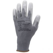Gants Manutention polyester gris - paume endPU gris Taille 6 - Lot de 10