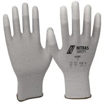 Gants de protection chimique NITRAS – Taille 10 – Nylon-Carbone, revêtement polyuréthane, anti-statique – EN 388, EN 16350