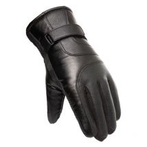 Gants téléphoniques d'hiver en cuir PU, isolés pour hommes, noirs